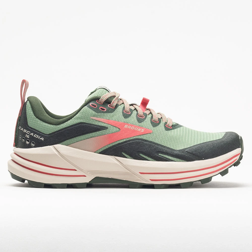 Brooks Cascadia 16 Women's Basil/Duffel Bag/Coral 1 Brooks Cascadia 16 Women's Basil/Duffel Bag/Coral